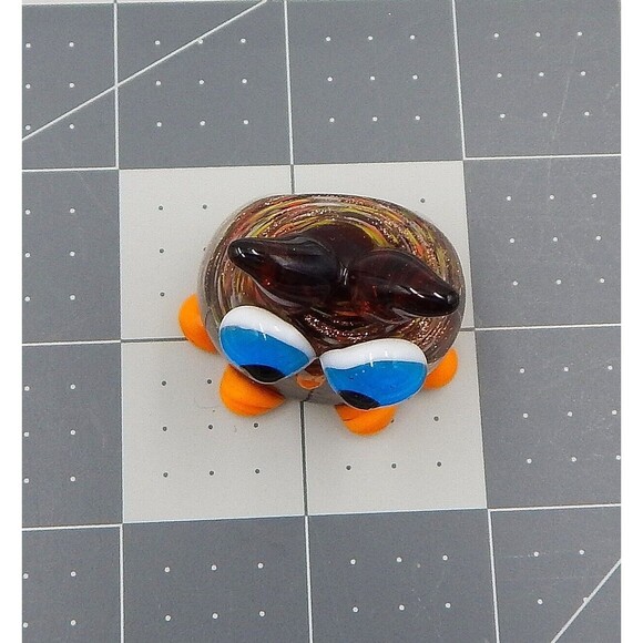 Hand Blown Art Glass Miniature 1.5 Inch Owl Figurine Glass Aventurine Gold Fleck - Picture 5 of 7